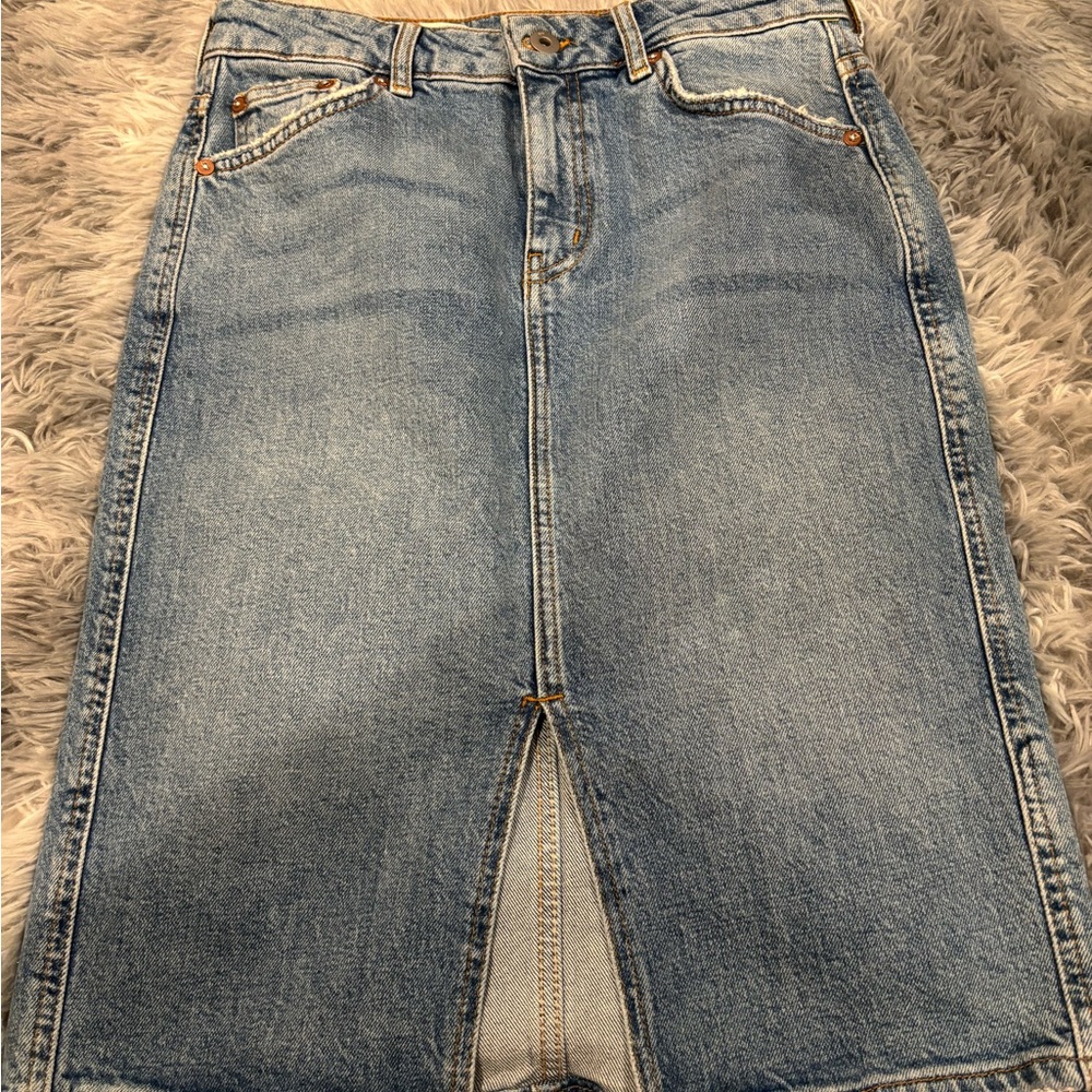 Pilcro and the Letterpress Light Blue Denim Skirt